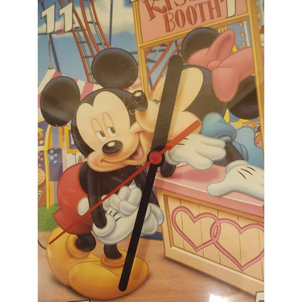 Disney Mickey And Minnie Kissing Booth Wall Clock
